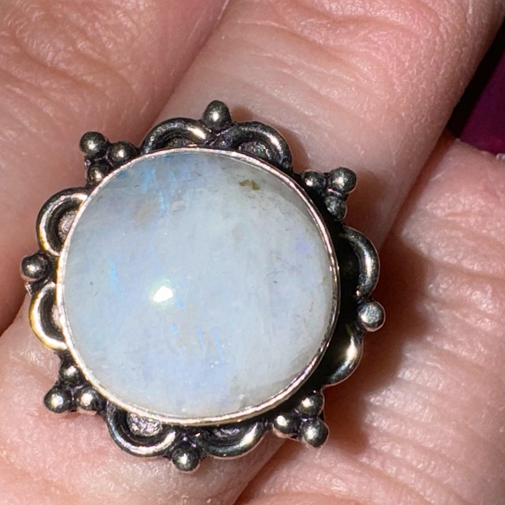 Hand Crafted Moonstone ring 925 sterling silver size 6